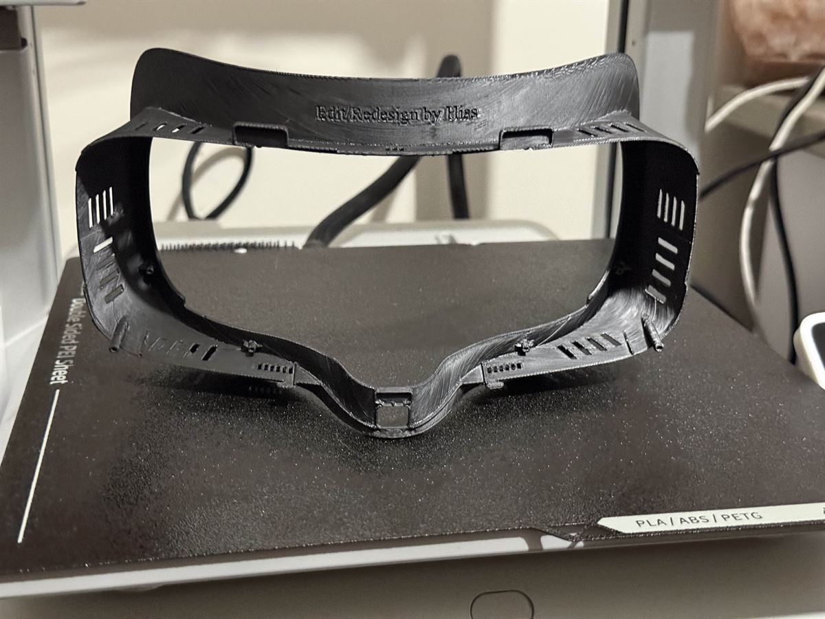 3D-printed goggle face frame, front