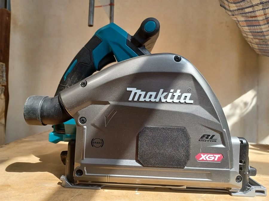 A dust cover we 3D printed for a Makita SP001GZ03 plunge saw